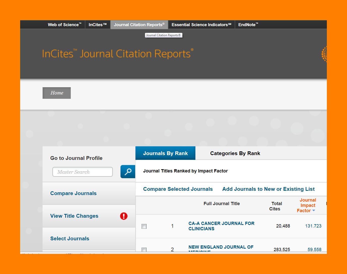 How can I find impact factors in Journal Citation Reports? WUR